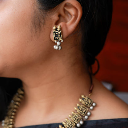 Handcrafted terracotta choker & studs
