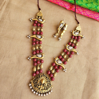 Eco-friendly artisan terracotta jewellery set