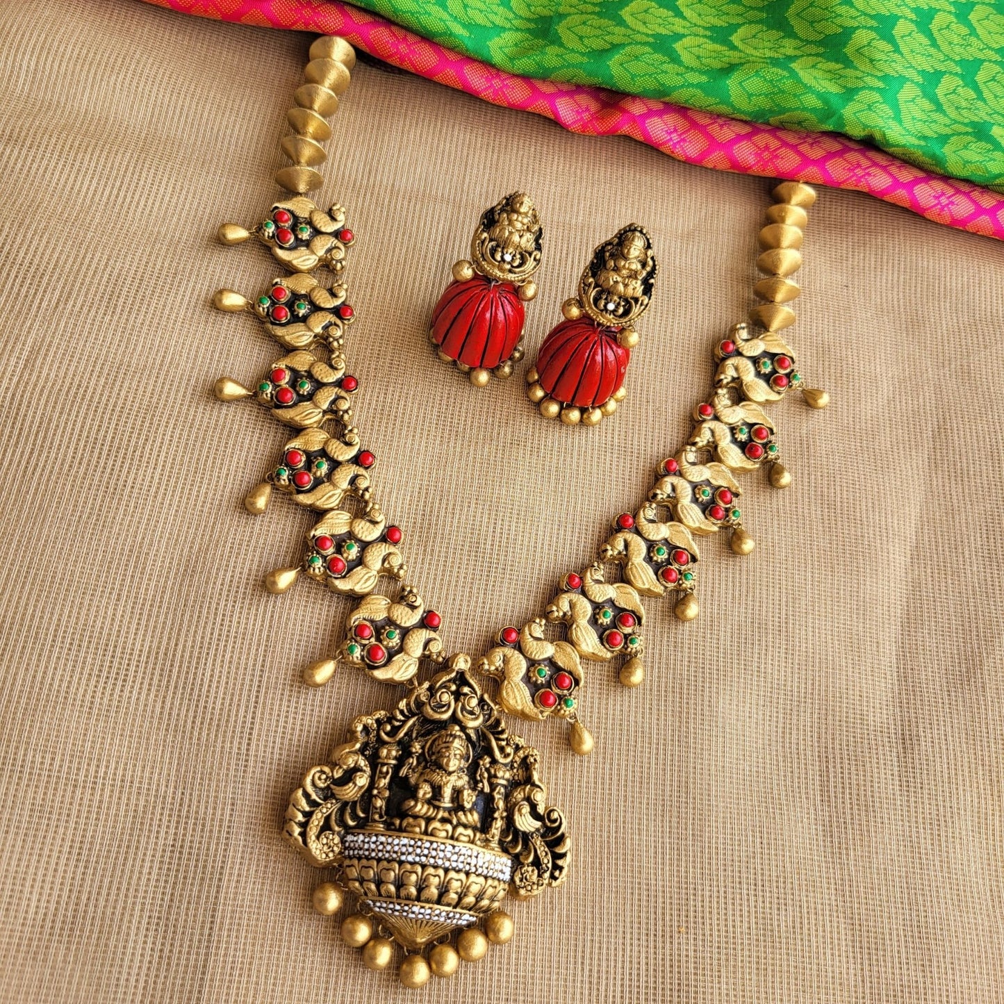 Eco-friendly handmade terracotta jewellery set India