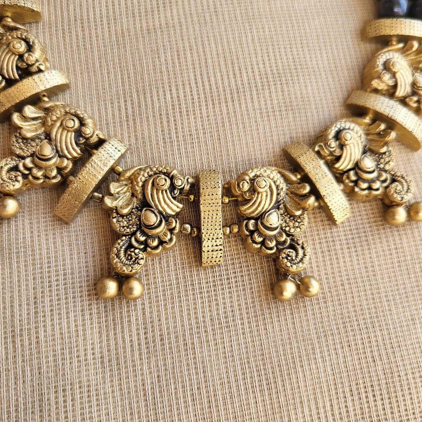 Handcrafted dual-row terracotta necklace