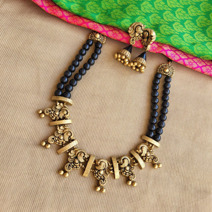 Antique gold peacock focal pendant