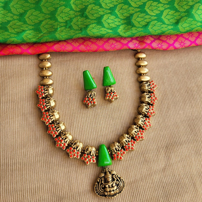 Temple style terracotta necklace and earrings