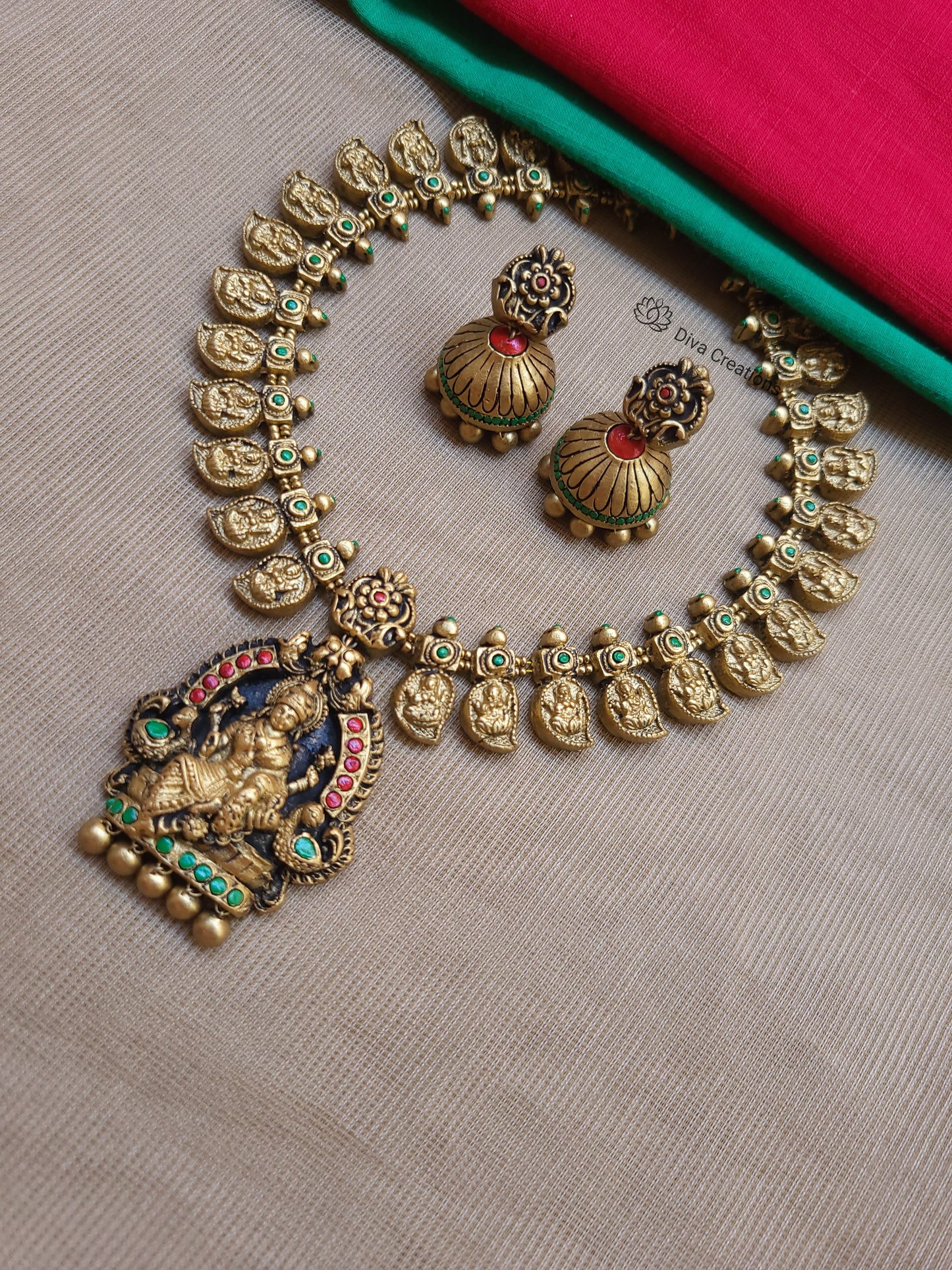 Manga Mala Terracotta Necklace Earrings Set