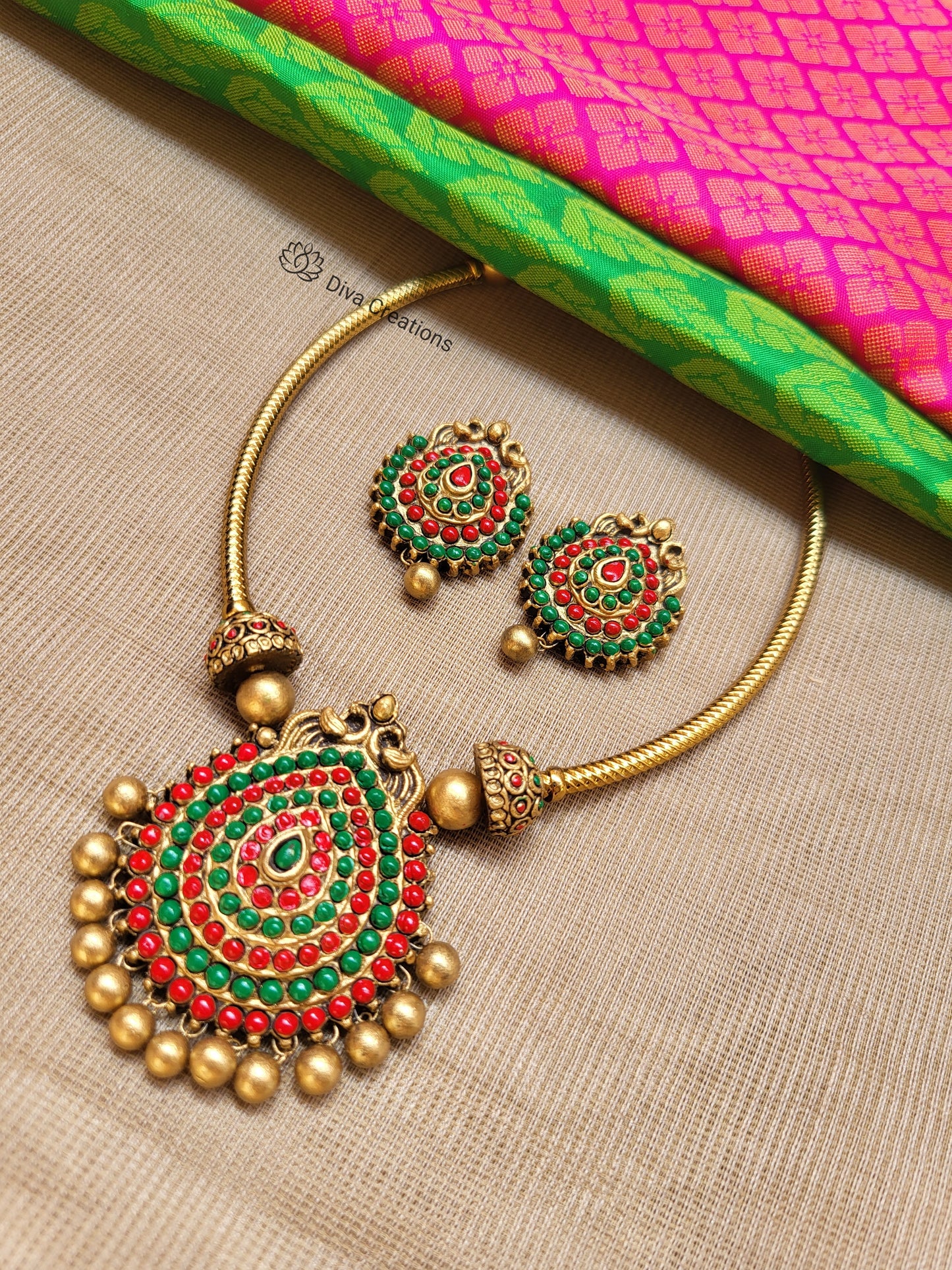 Red Green raindrop tettacotta jewellery