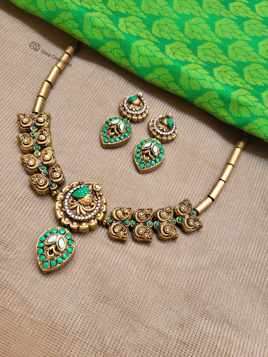 Rain drop peacock terracotta jewellery