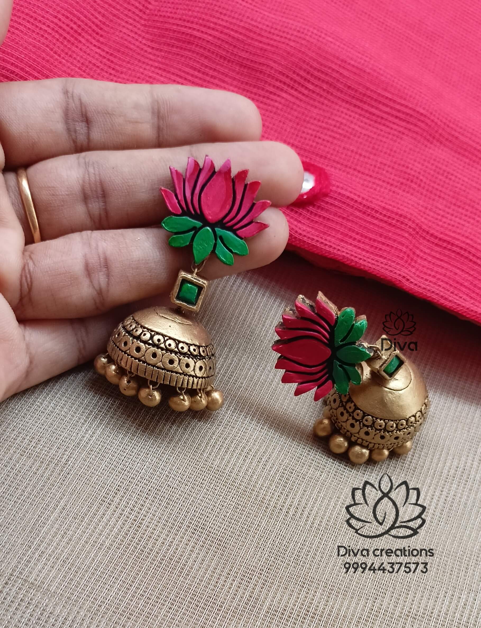 Studded green terracotta jewellery – Diva Creations Terracotta