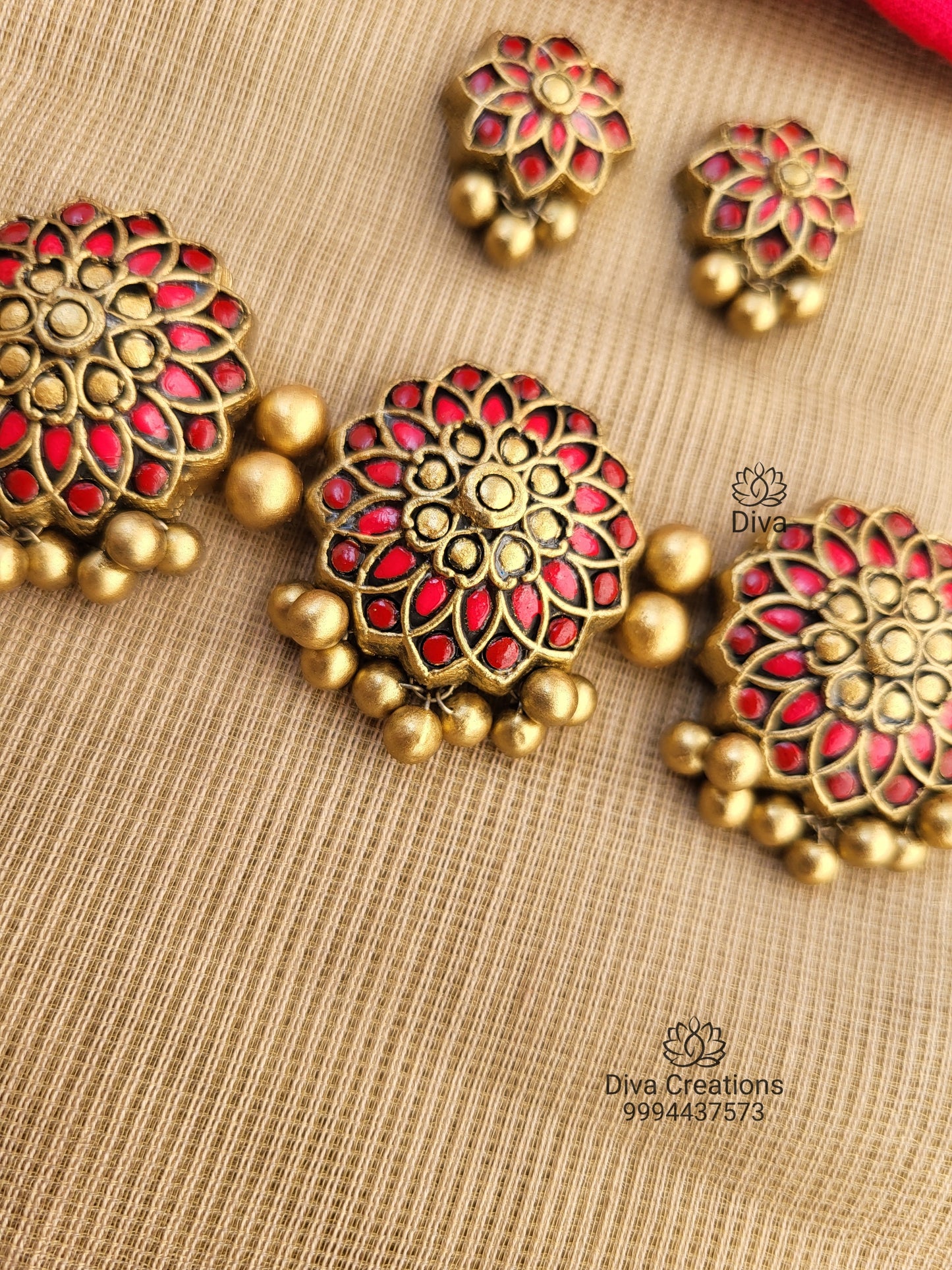 Jadau Floral Choker Terracotta Jewellery