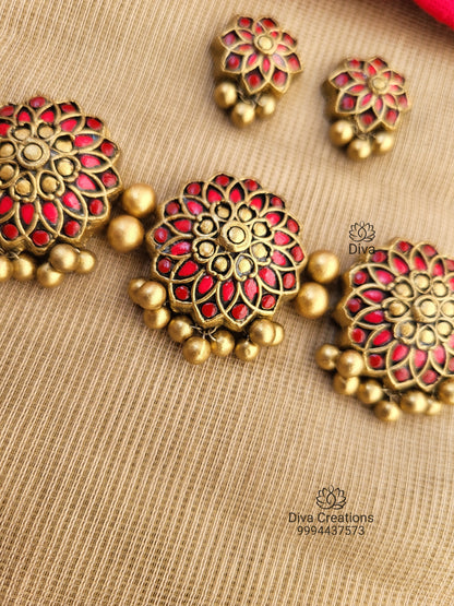 Jadau Floral Choker Terracotta Jewellery