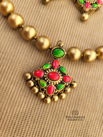 Pink Green Simple Ball Terracotta Jewellery