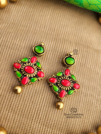 Pink Green Simple Ball Terracotta Jewellery