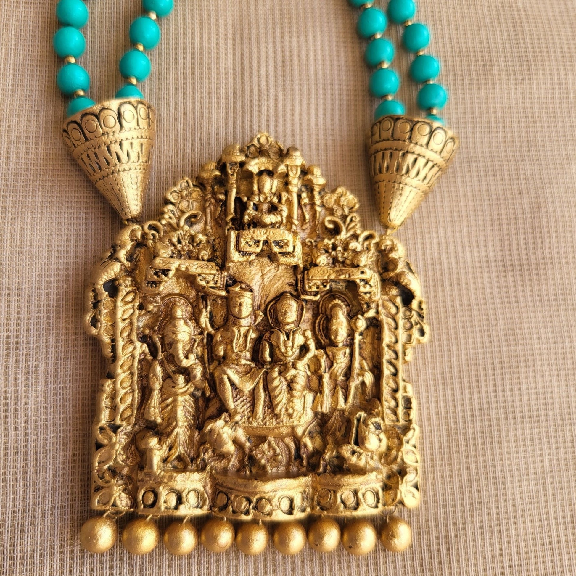 Matching terracotta jumka earrings handcrafted