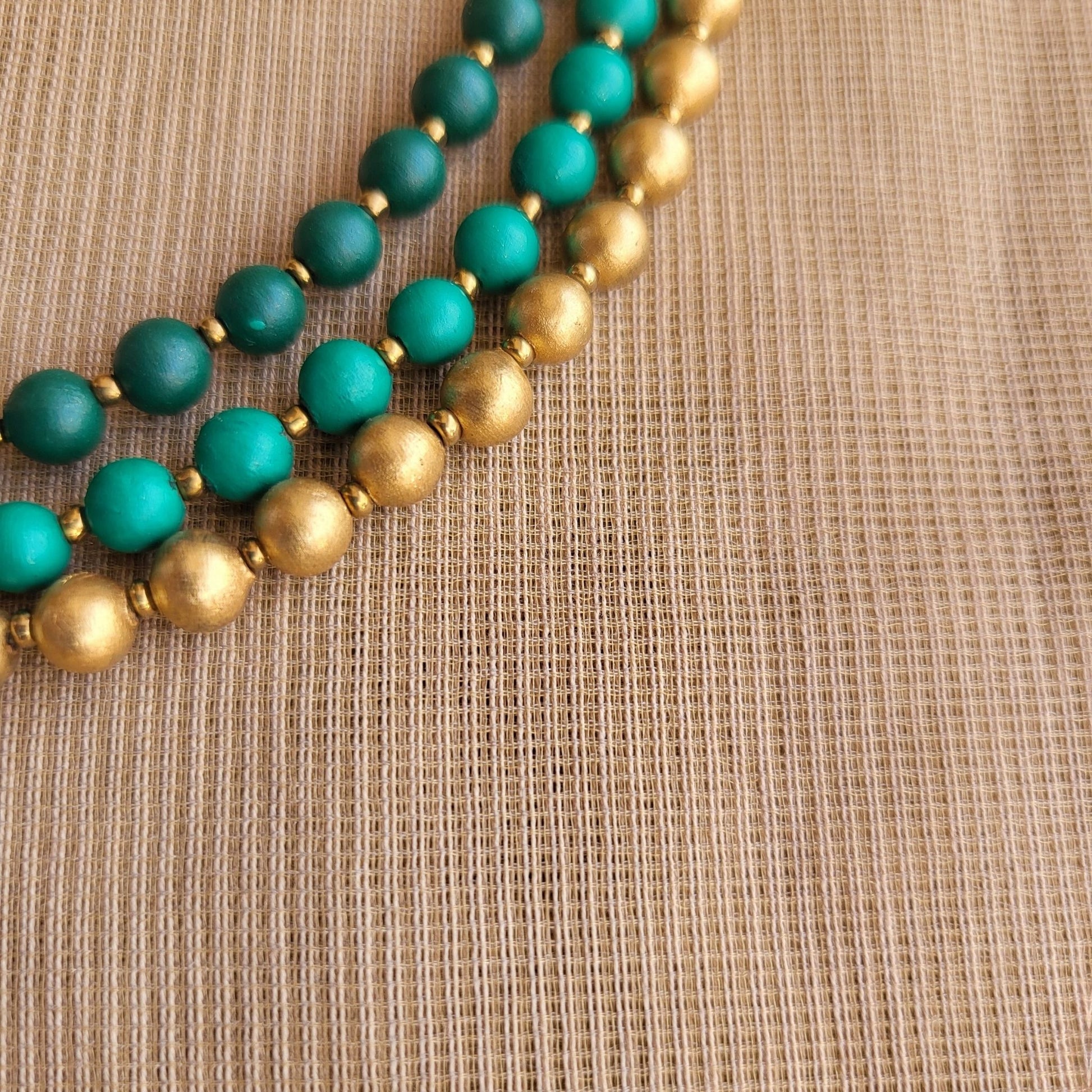 Handcrafted terracotta mandala necklace with matching earrings