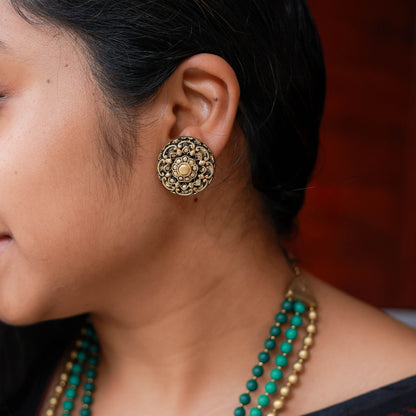 Handcrafted terracotta mandala earrings