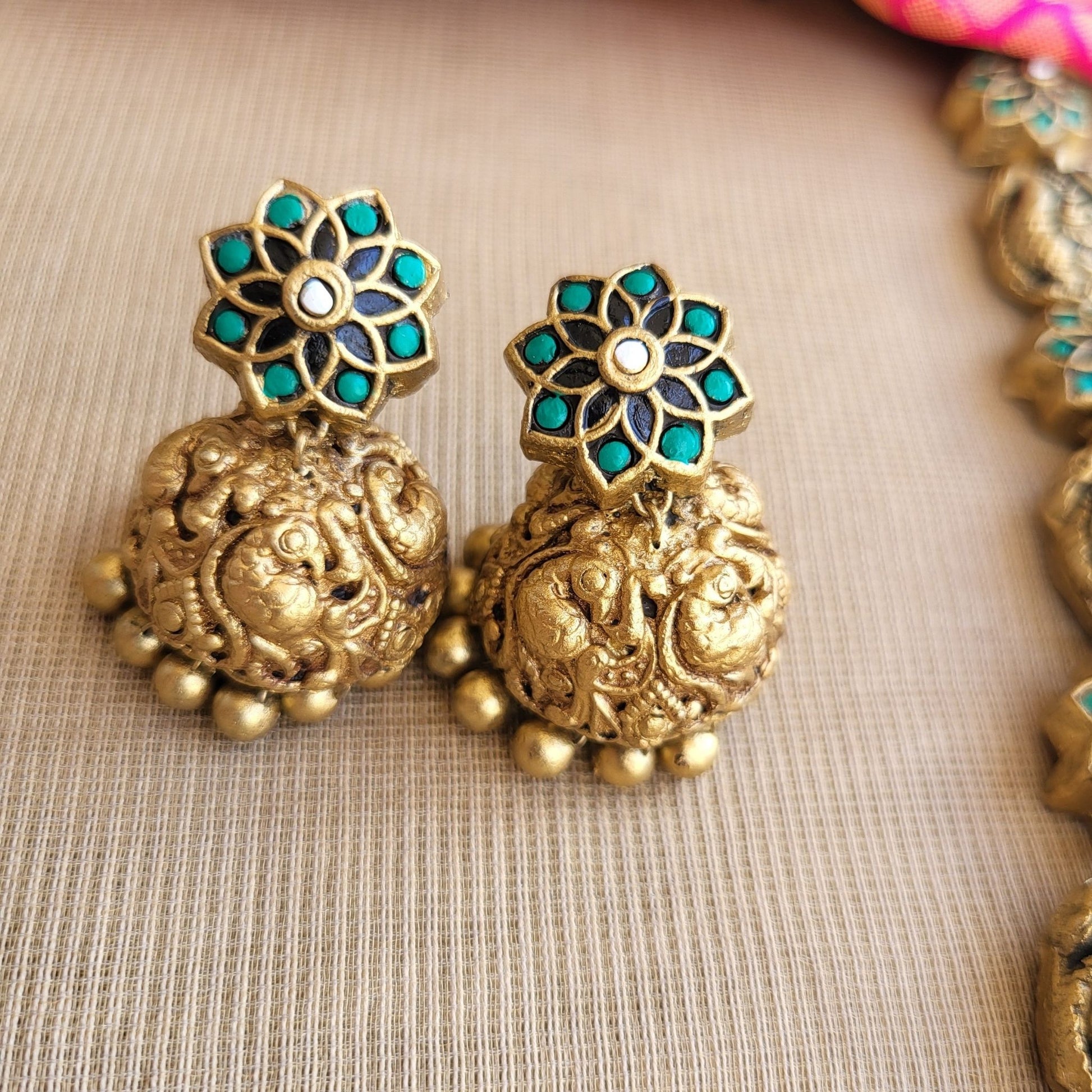 Eco-friendly handmade terracotta jewellery set India