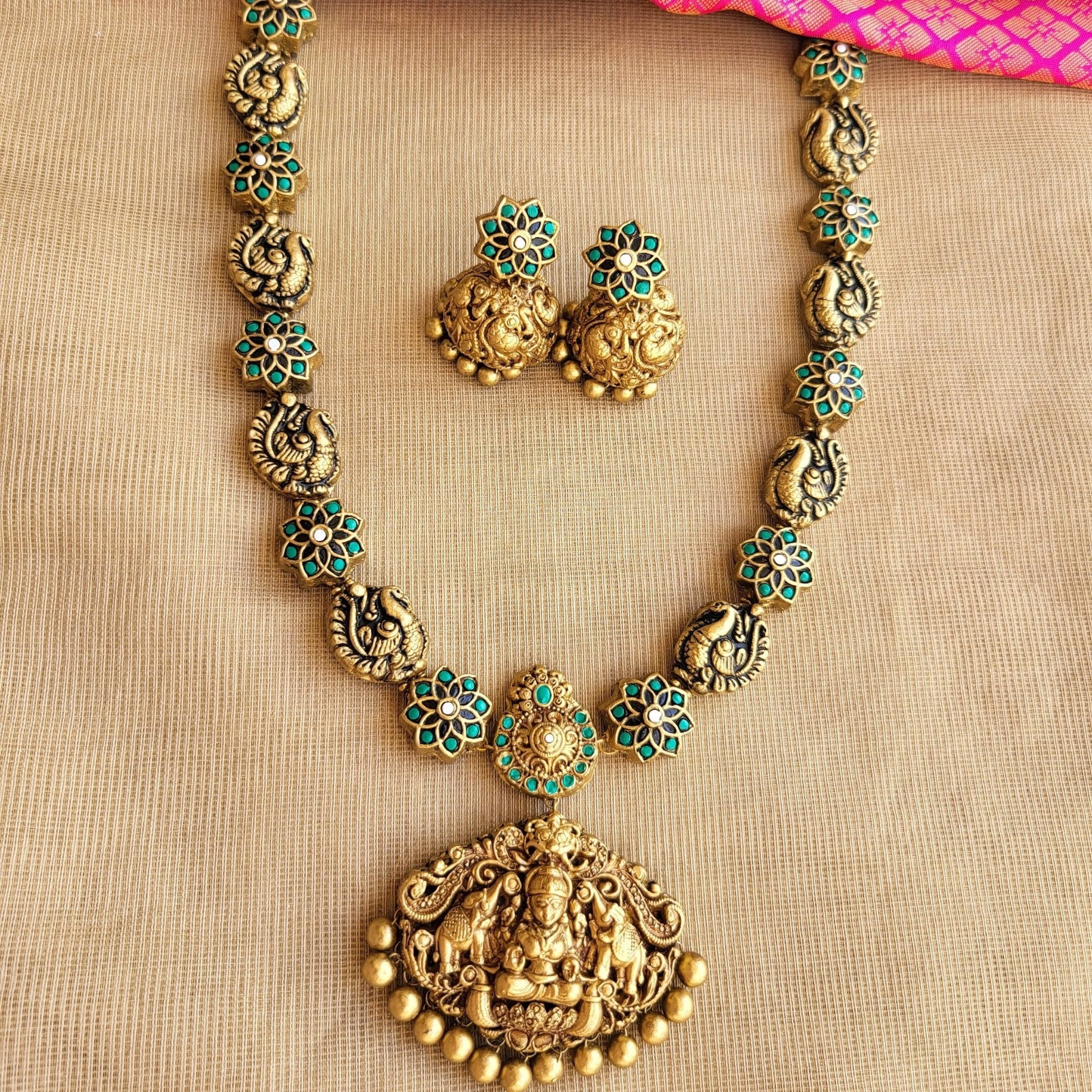 Matching terracotta jumka earrings handcrafted