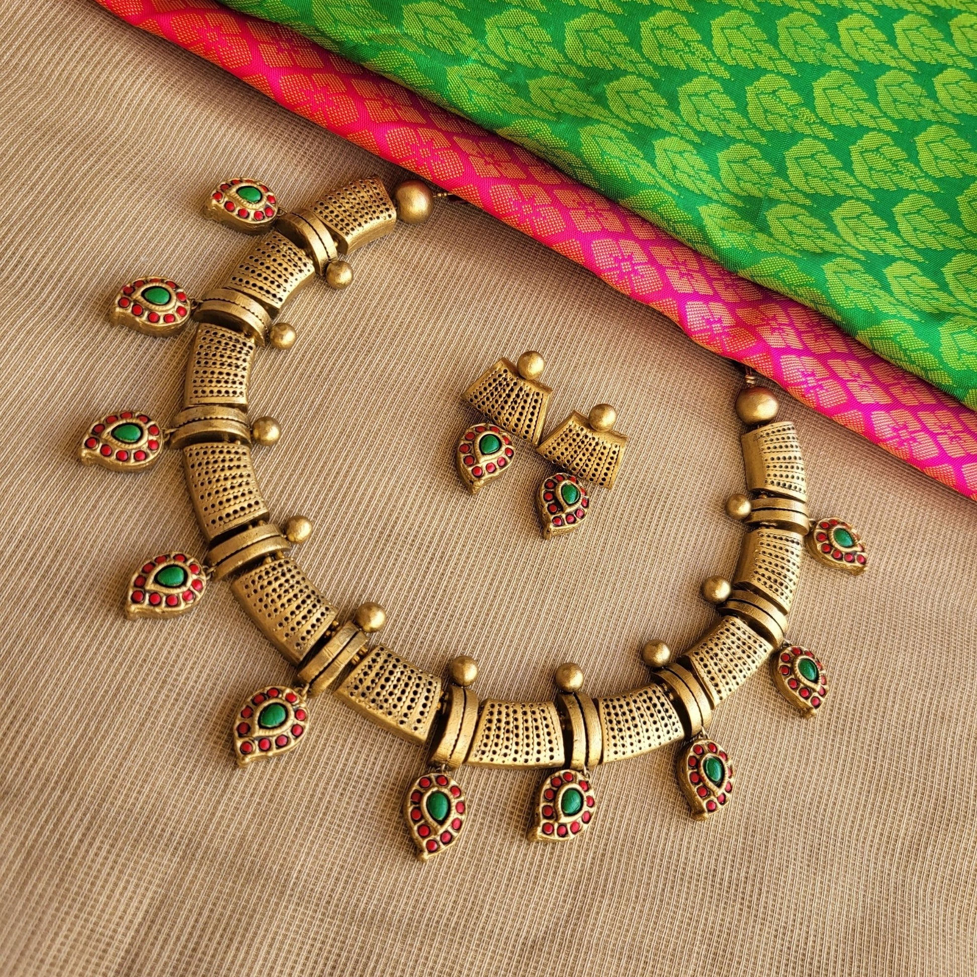 Matching terracotta earrings handcrafted