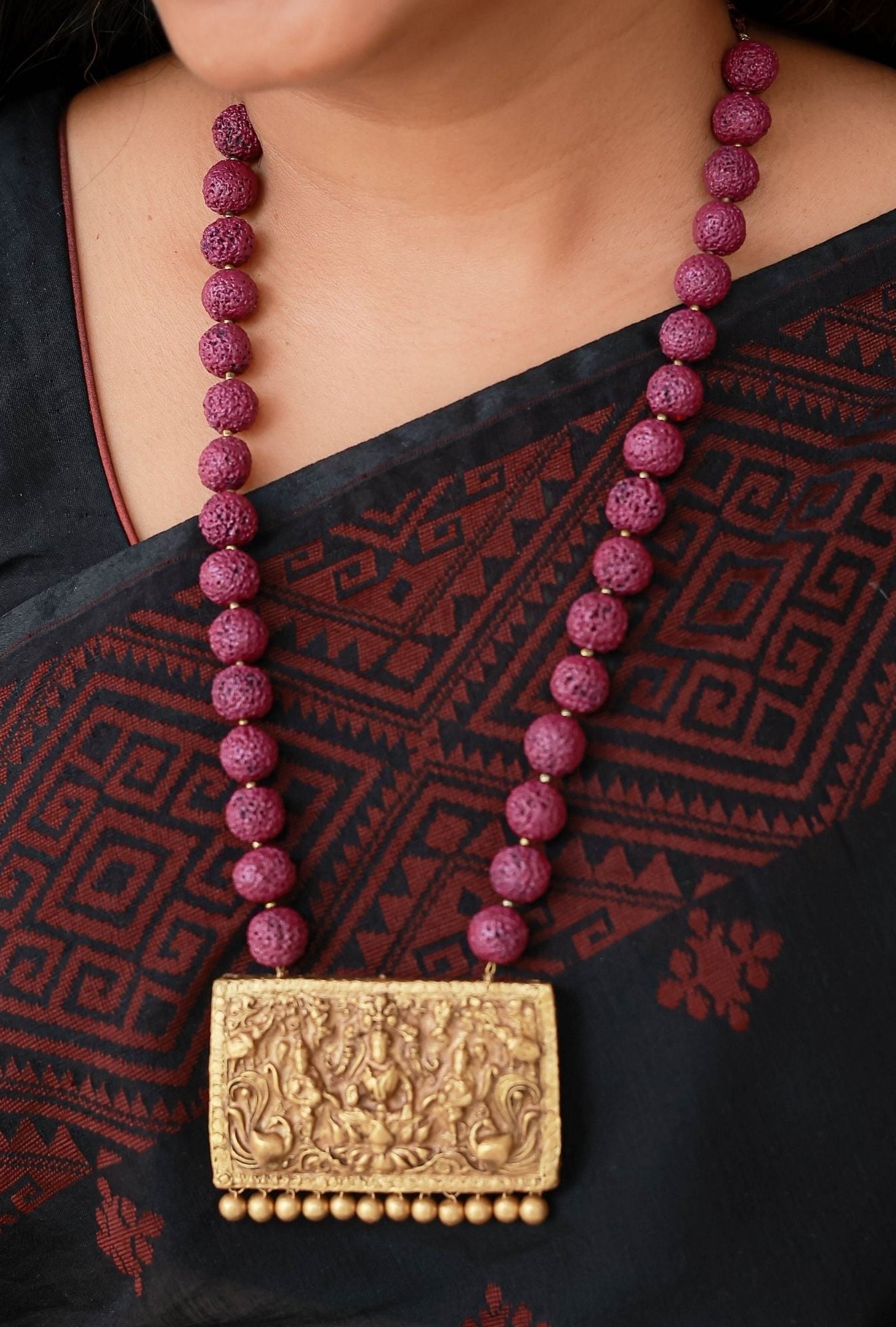Shreya purple Rudraksh bead necklace handmade