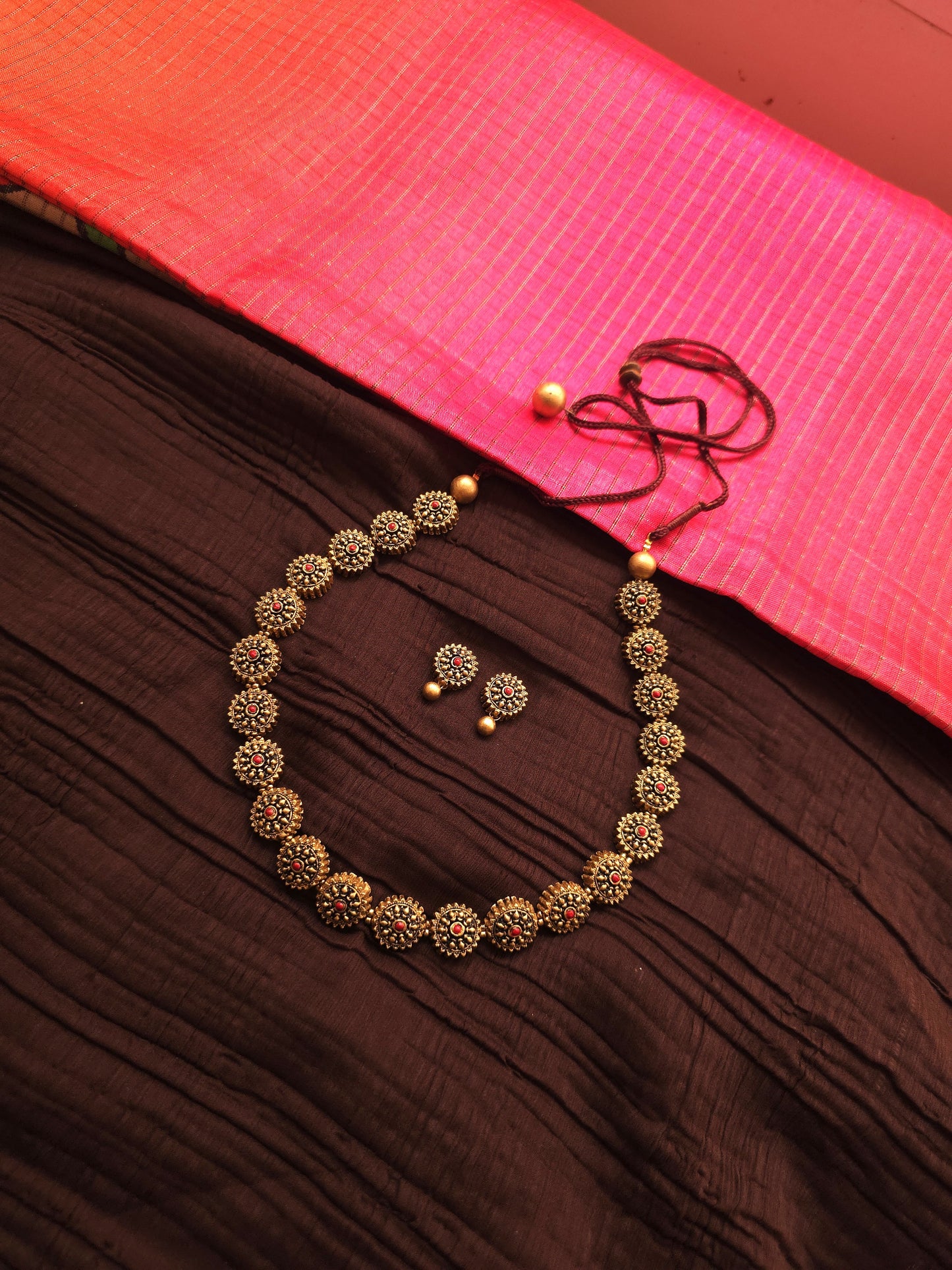 Swarn-Angar Antique Gold & Crimson Terracotta Jewellery Set