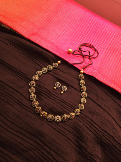 Swarn-Angar Antique Gold & Crimson Terracotta Jewellery Set