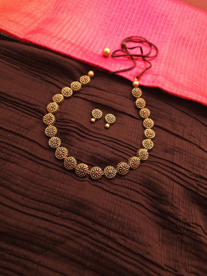 Swarn-Angar Antique Gold & Crimson Terracotta Jewellery Set