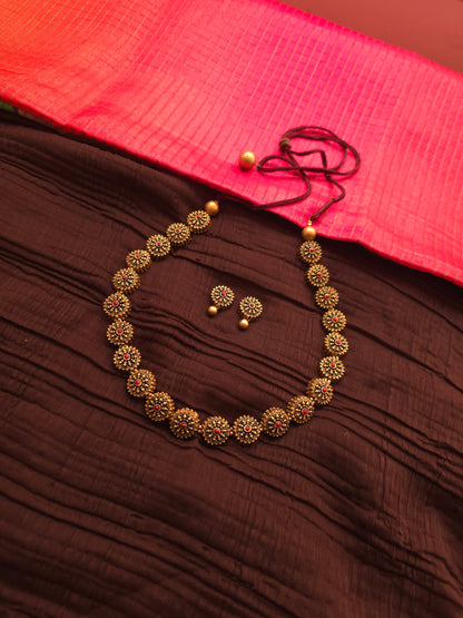 Swarn-Angar Antique Gold & Crimson Terracotta Jewellery Set