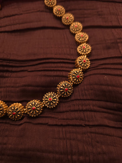 Swarn-Angar Antique Gold & Crimson Terracotta Jewellery Set