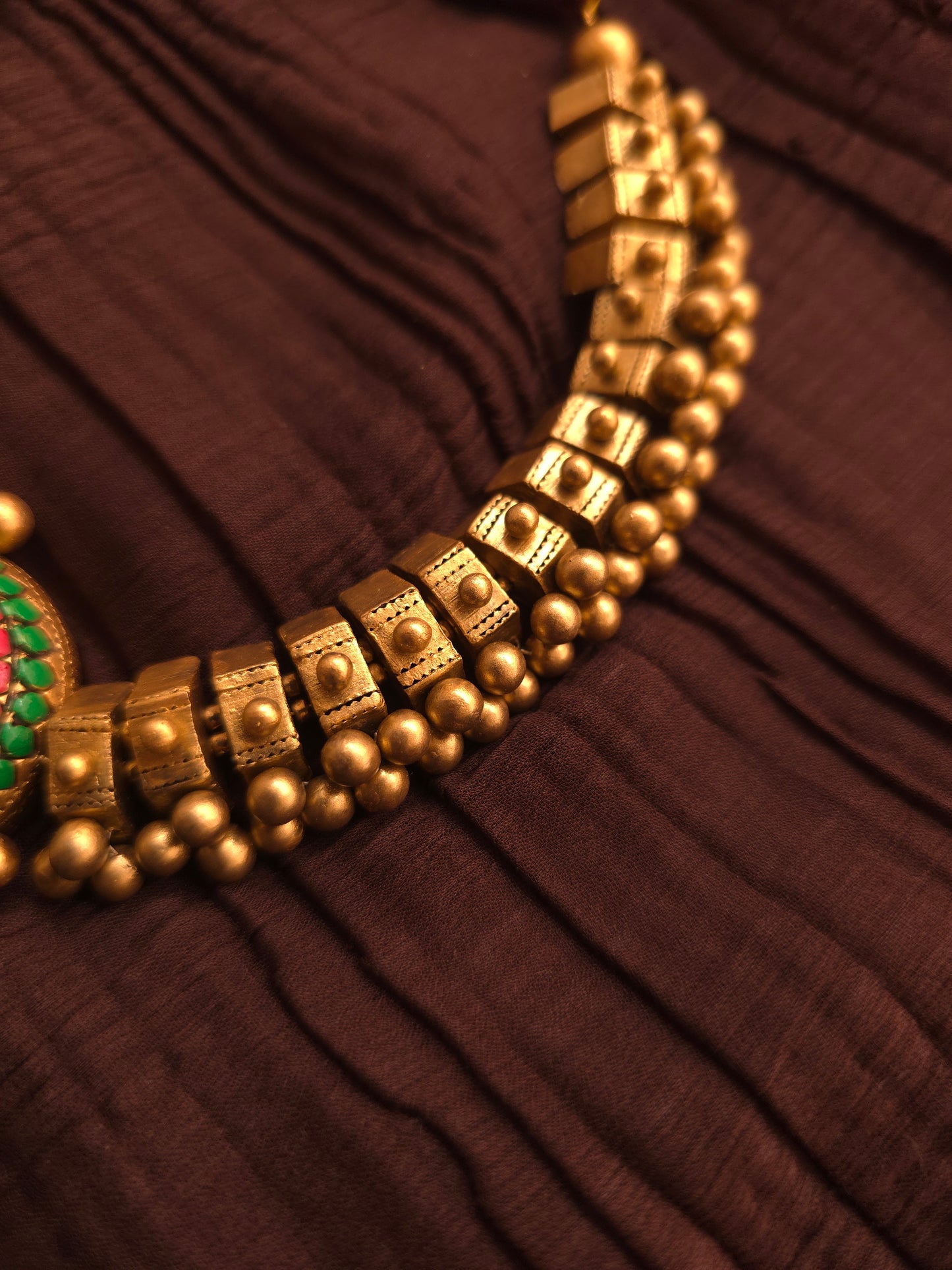 The Chakra Avartan Geometric Antique Gold & Tri-Color Terracotta Set