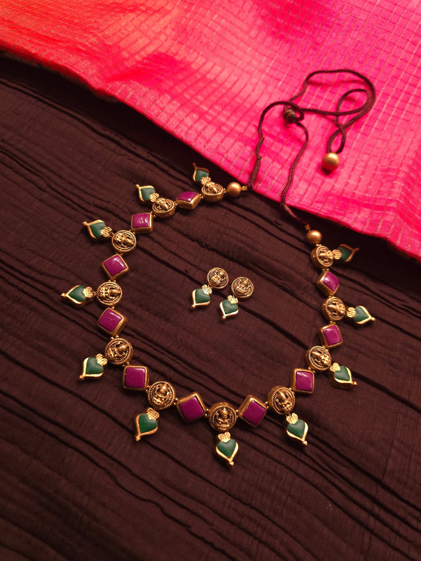The Devi Arpan Antique Gold & Multi-Hue Goddess Terracotta Set
