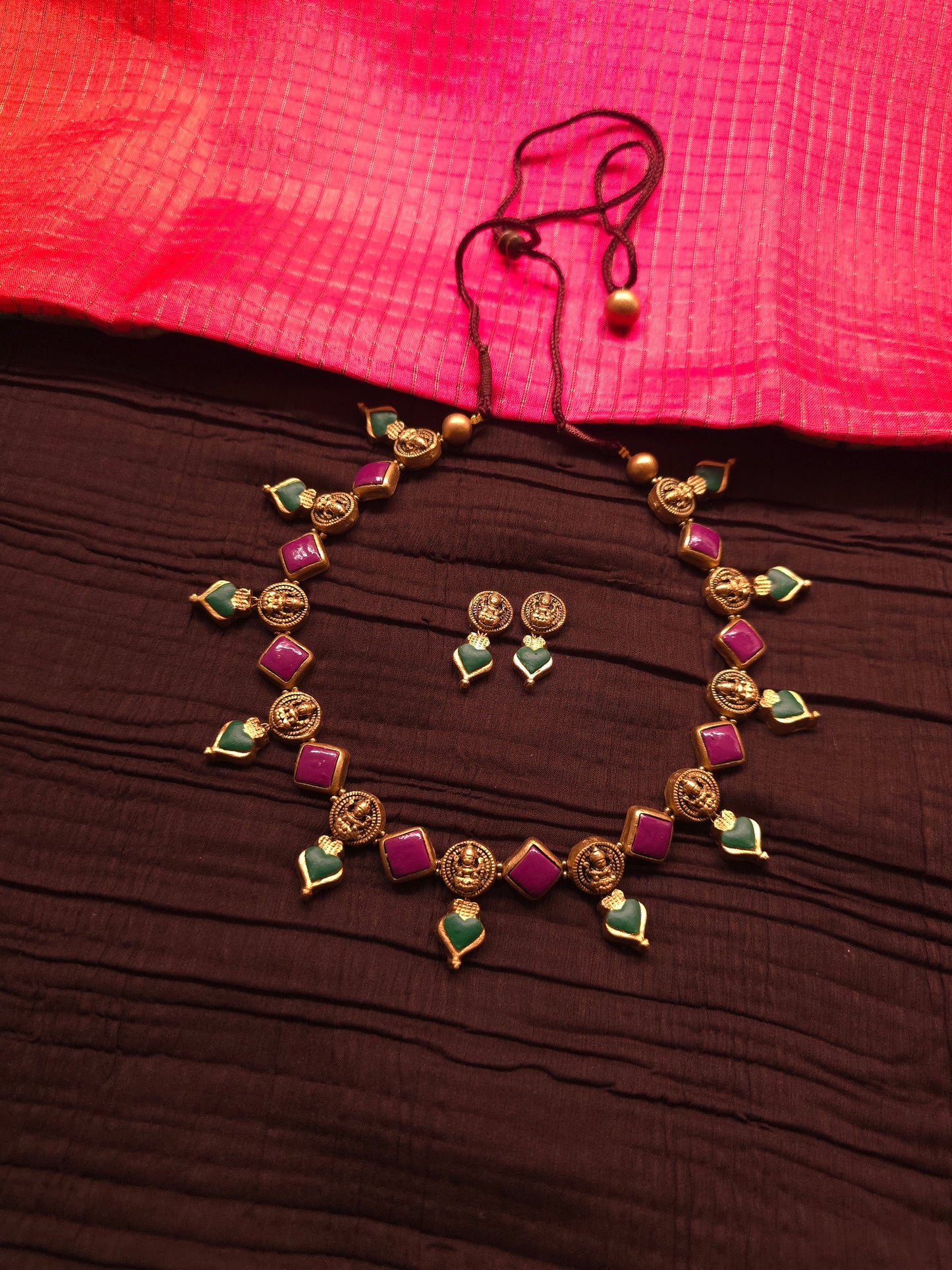 The Devi Arpan Antique Gold & Multi-Hue Goddess Terracotta Set