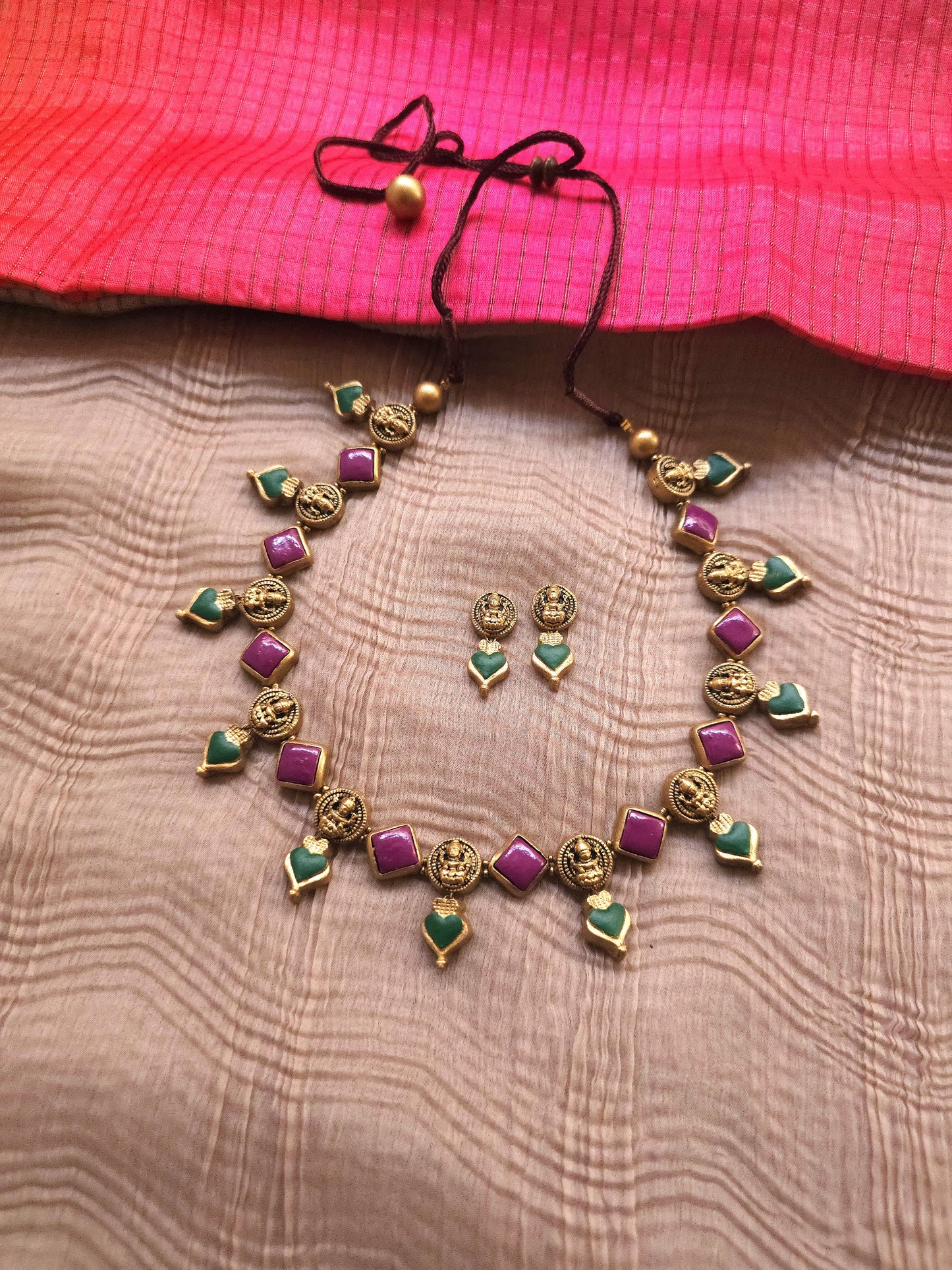 The Devi Arpan Antique Gold & Multi-Hue Goddess Terracotta Set