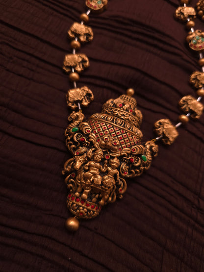 The Gaja Heritage Antique Gold Temple Elephant Terracotta Haar Set