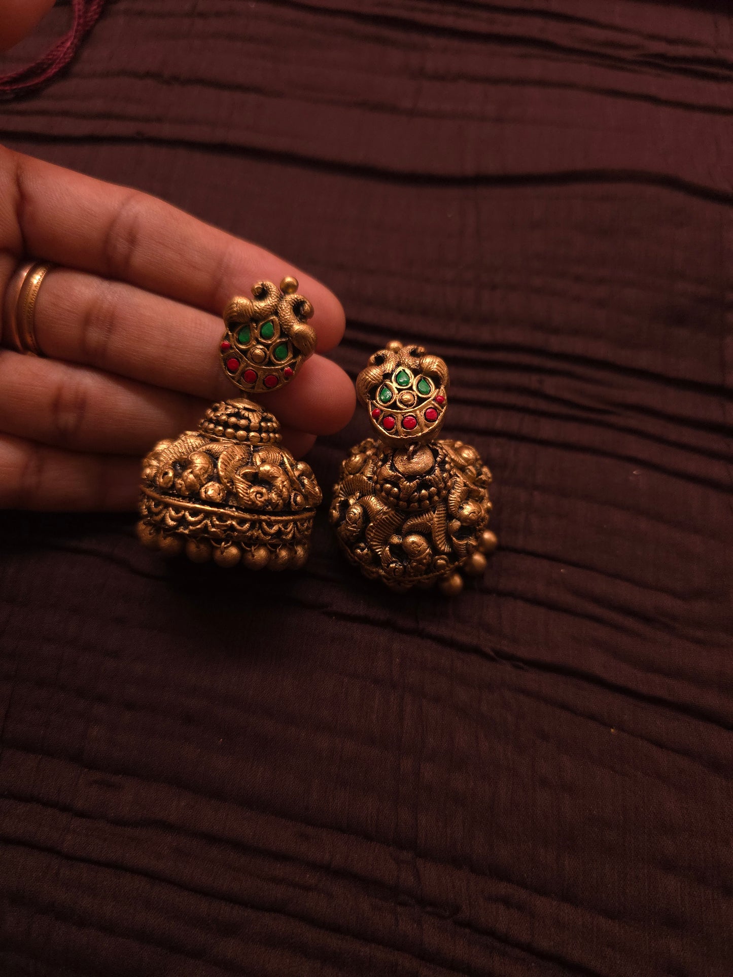 The Gaja Heritage Antique Gold Temple Elephant Terracotta Haar Set