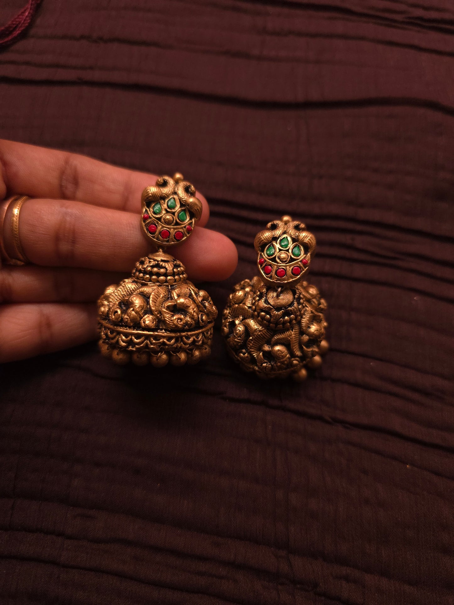 The Gaja Heritage Antique Gold Temple Elephant Terracotta Haar Set