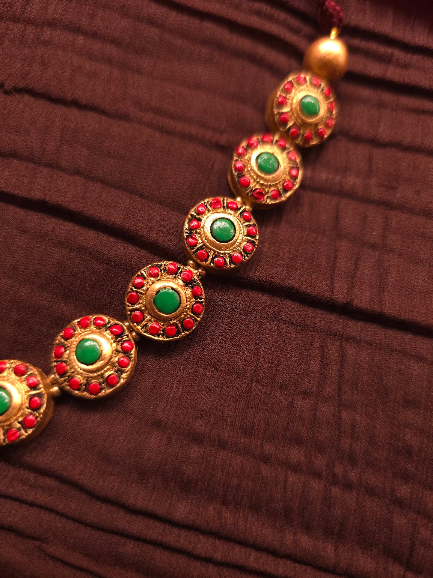 The Mandala Avartan Antique Gold & Tri-Color Circular Terracotta Set