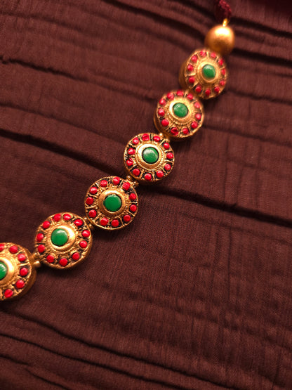 The Mandala Avartan Antique Gold & Tri-Color Circular Terracotta Set