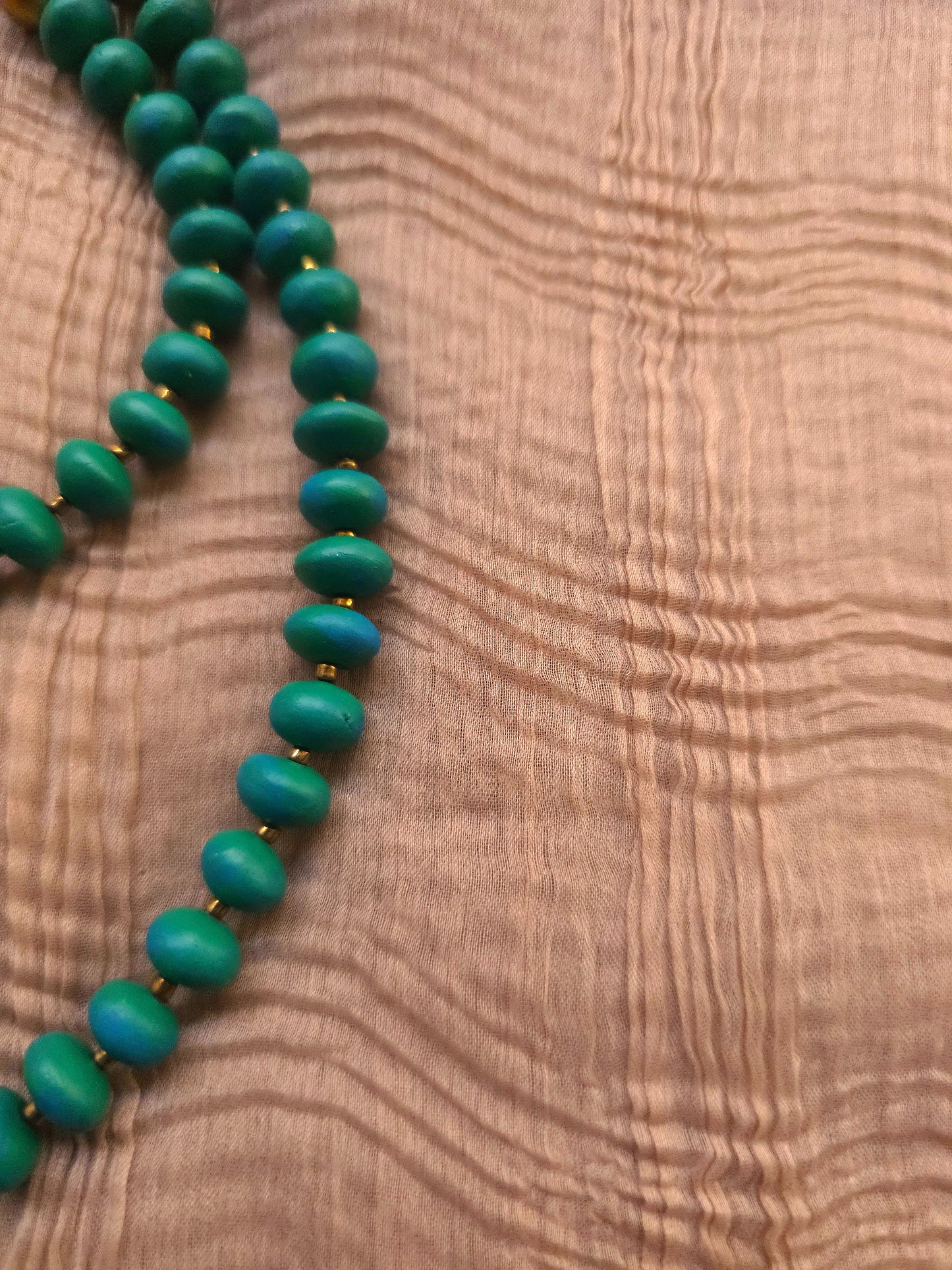 The Mayura Chandrika Antique Gold Peacock & Turquoise Bead Terracotta Set
