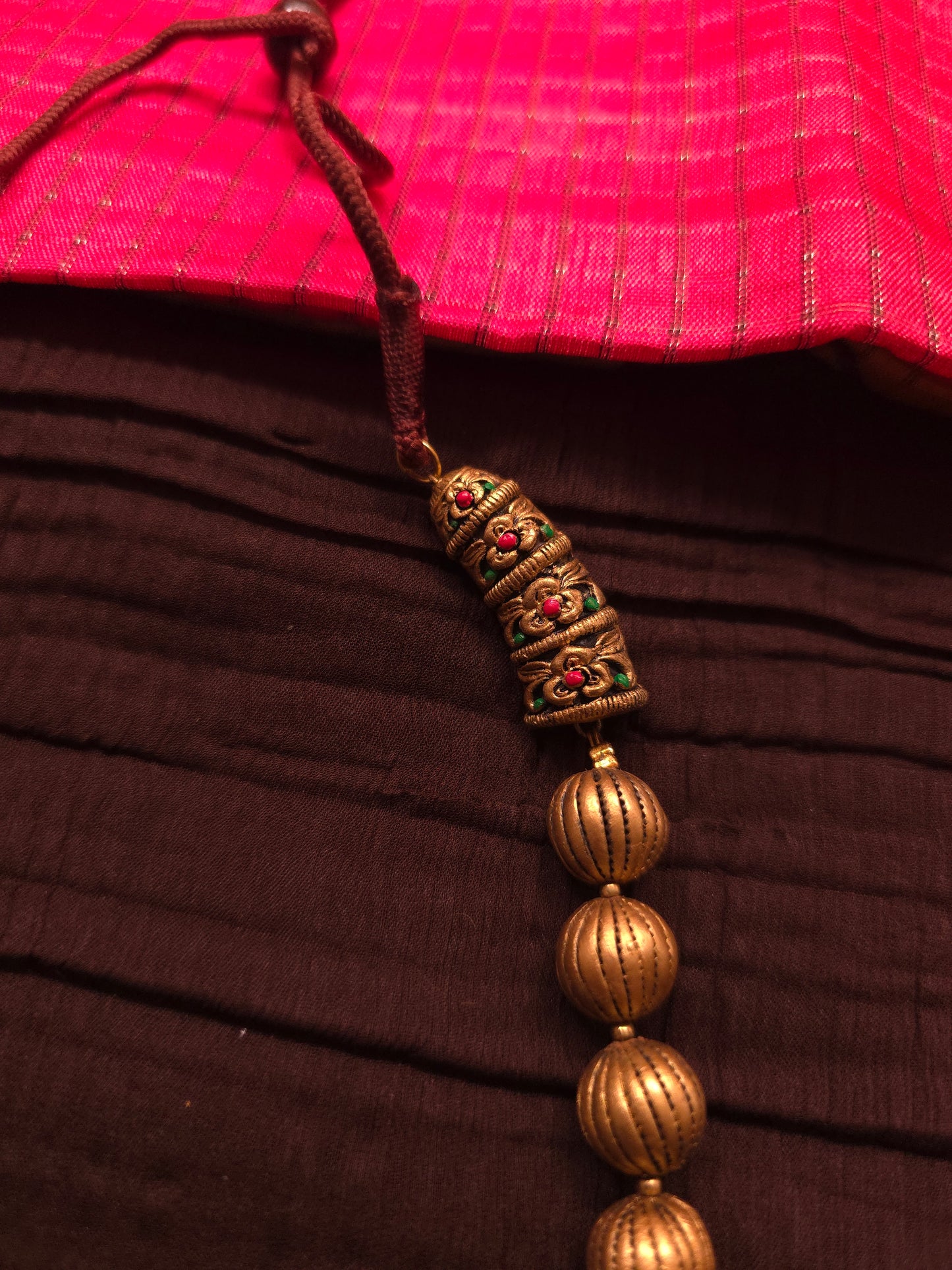 The Mayura Mukta Antique Gold & Tri-Color Peacock Bead Set