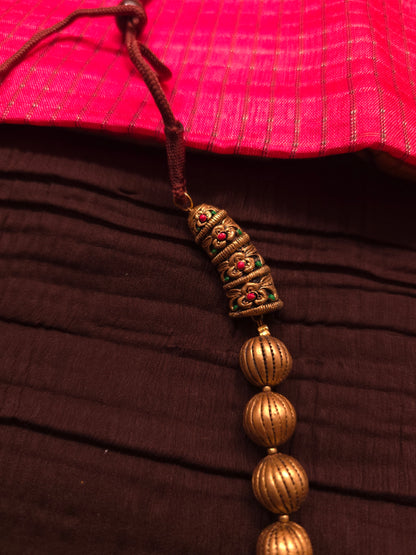 The Mayura Mukta Antique Gold & Tri-Color Peacock Bead Set