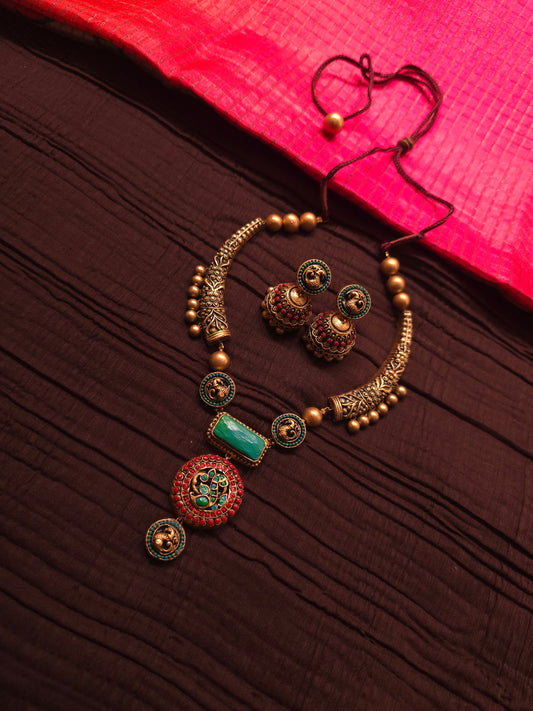 The Mayura Virasat Antique Gold & Emerald Heritage Terracotta Set