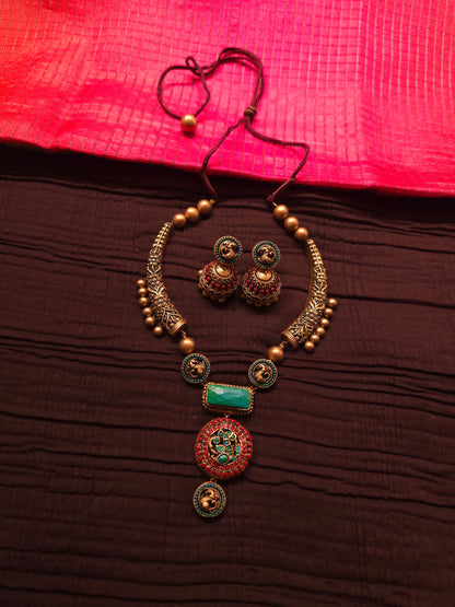 The Mayura Virasat Antique Gold & Emerald Heritage Terracotta Set