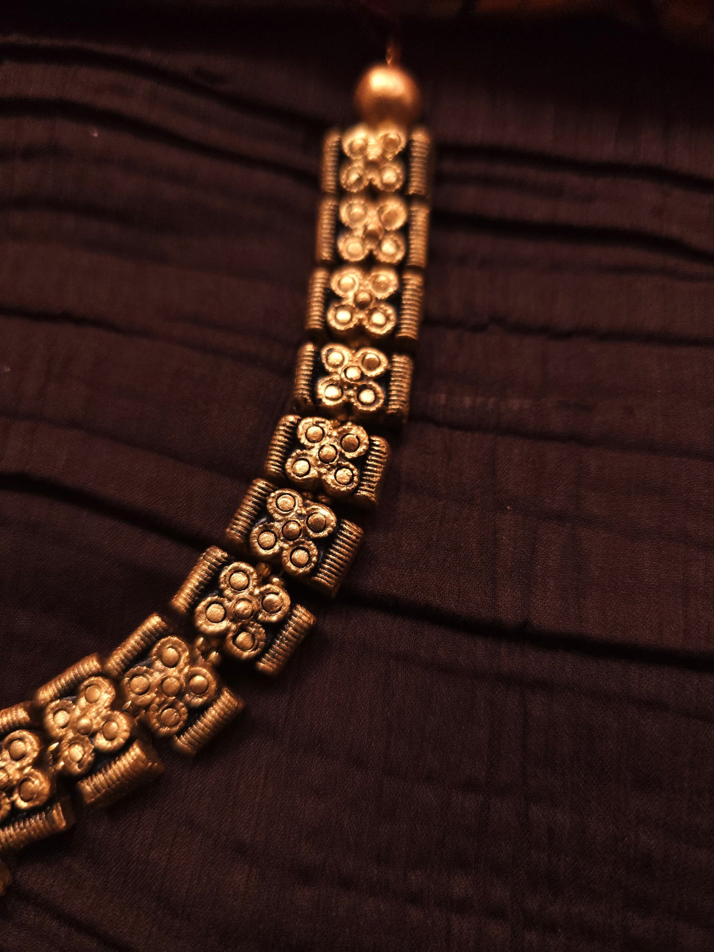 The Padma Pankaj Antique Gold & Crimson Lotus Terracotta Set
