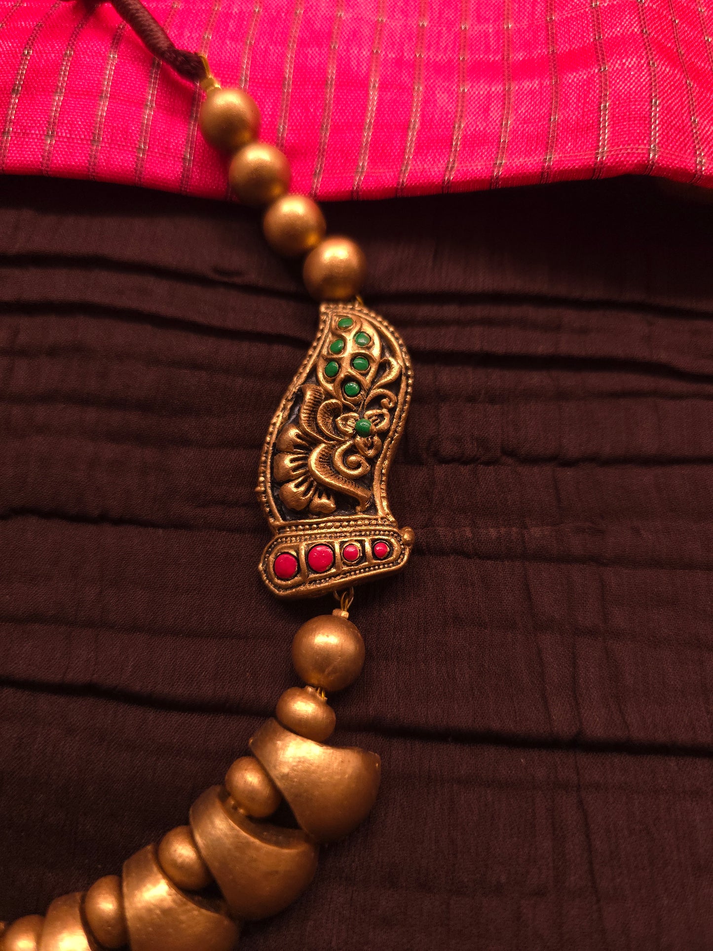 The Royal Mayura Antique Gold & Emerald-Ruby Terracotta Set
