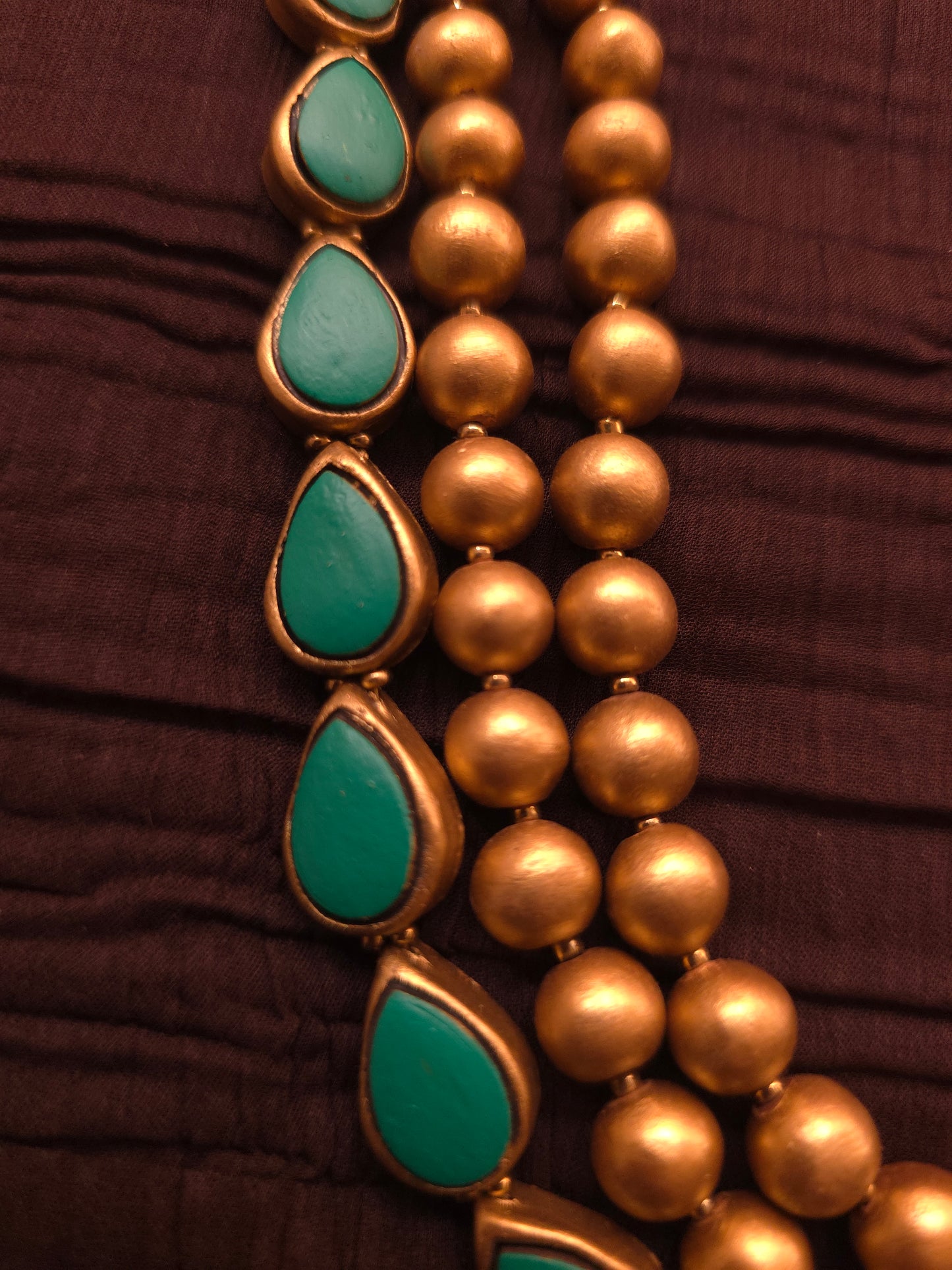 The Turquoise Tarangini Antique Gold Multi-Strand Terracotta Set