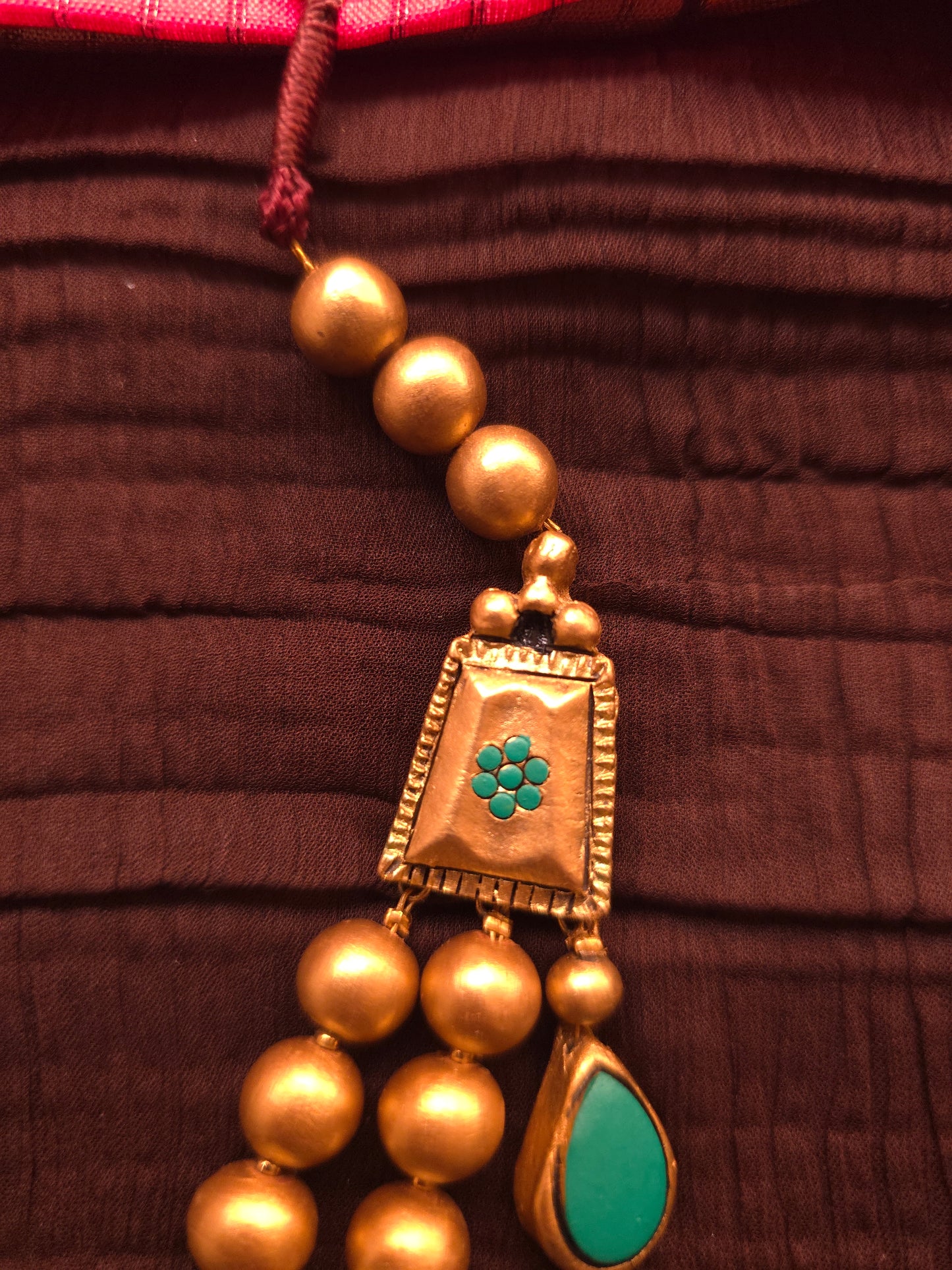 The Turquoise Tarangini Antique Gold Multi-Strand Terracotta Set