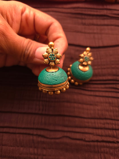 The Turquoise Tarangini Antique Gold Multi-Strand Terracotta Set