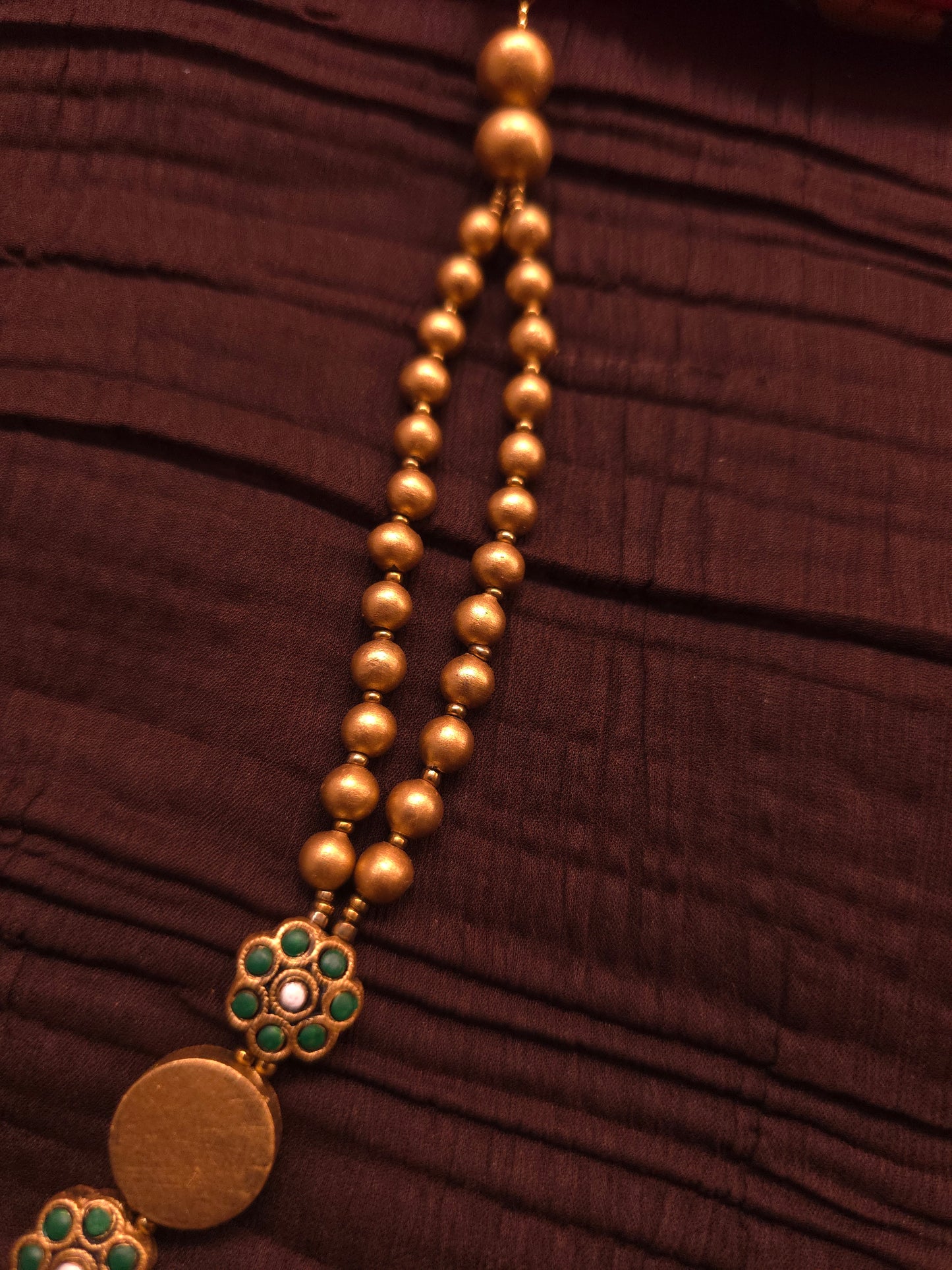 The Vanamala Antique Gold & Emerald Green Floral Disc Terracotta Set