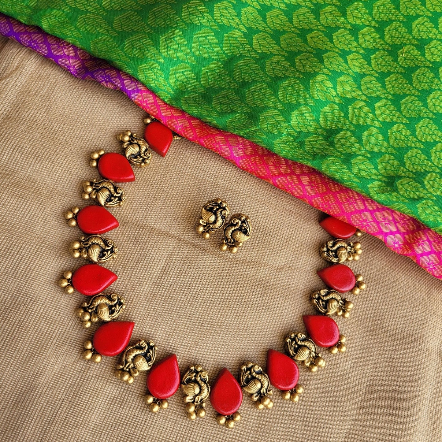 Lightweight handmade terracotta ethnic earrings