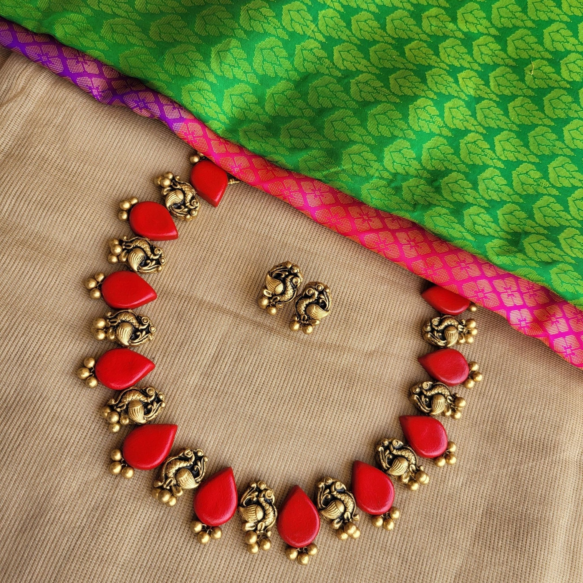 Lightweight handmade terracotta ethnic earrings