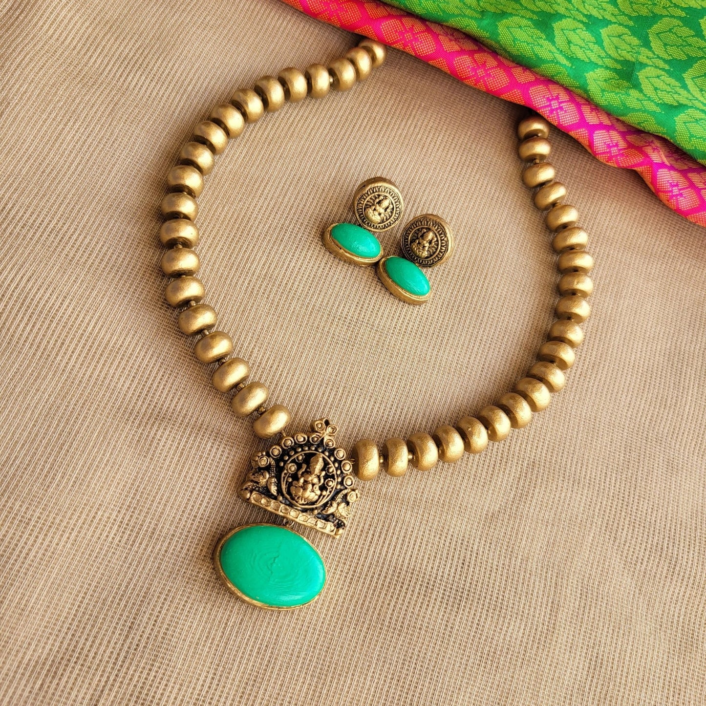 Eco-friendly handmade terracotta jewellery set India