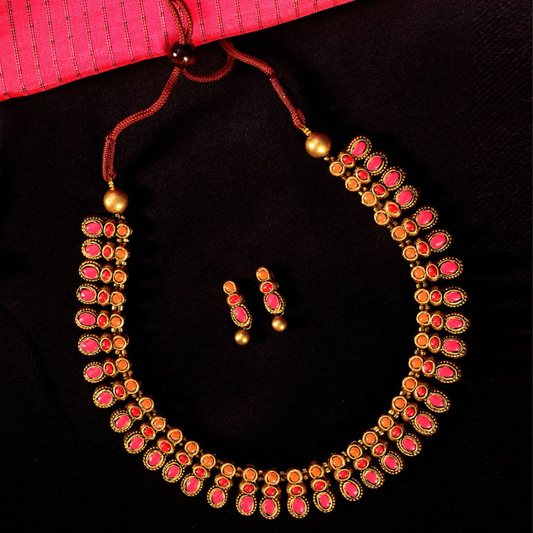 Crimson Oval Terracotta Jewellery